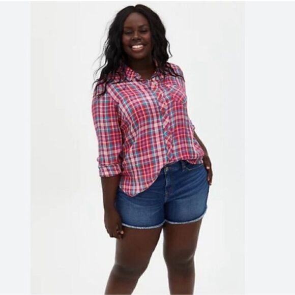 Torrid Multi-Color Plaid Shirt size 1 - Picture 1 of 6